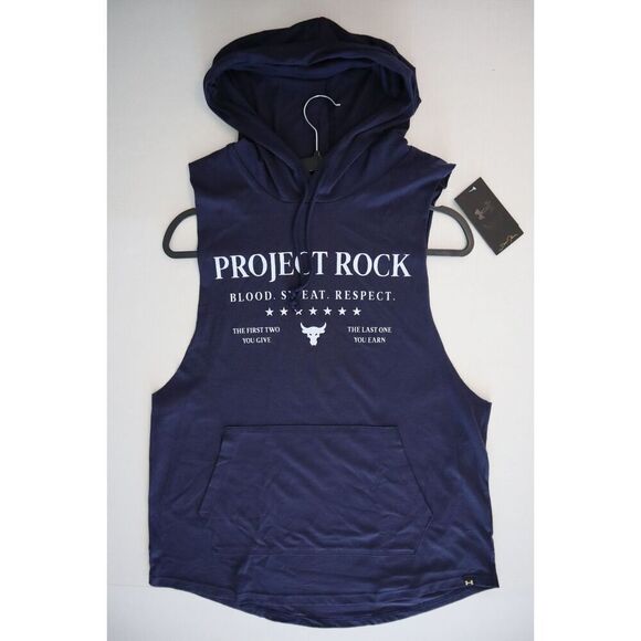 Under Armour 1382279-410 Men's Sz XL Navy Blue Project Rock Sleeveless Hoodie - Picture 6 of 8